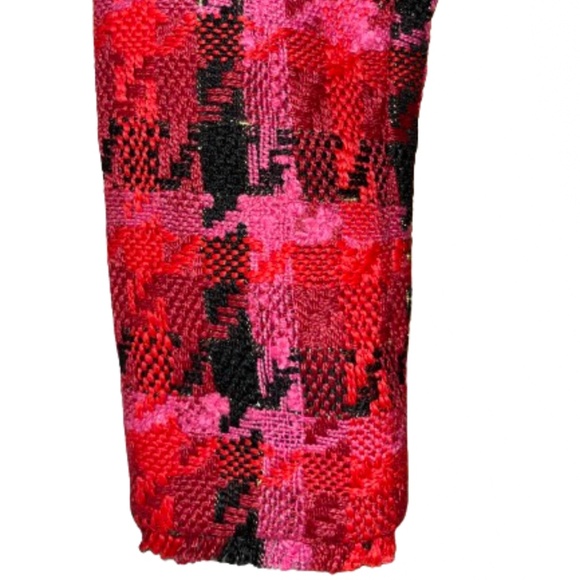 ANN TAYLOR Women’s Pink Multi Long Cardigan Jacket in Houndstooth Tweed Sz-2P - Picture 6 of 12